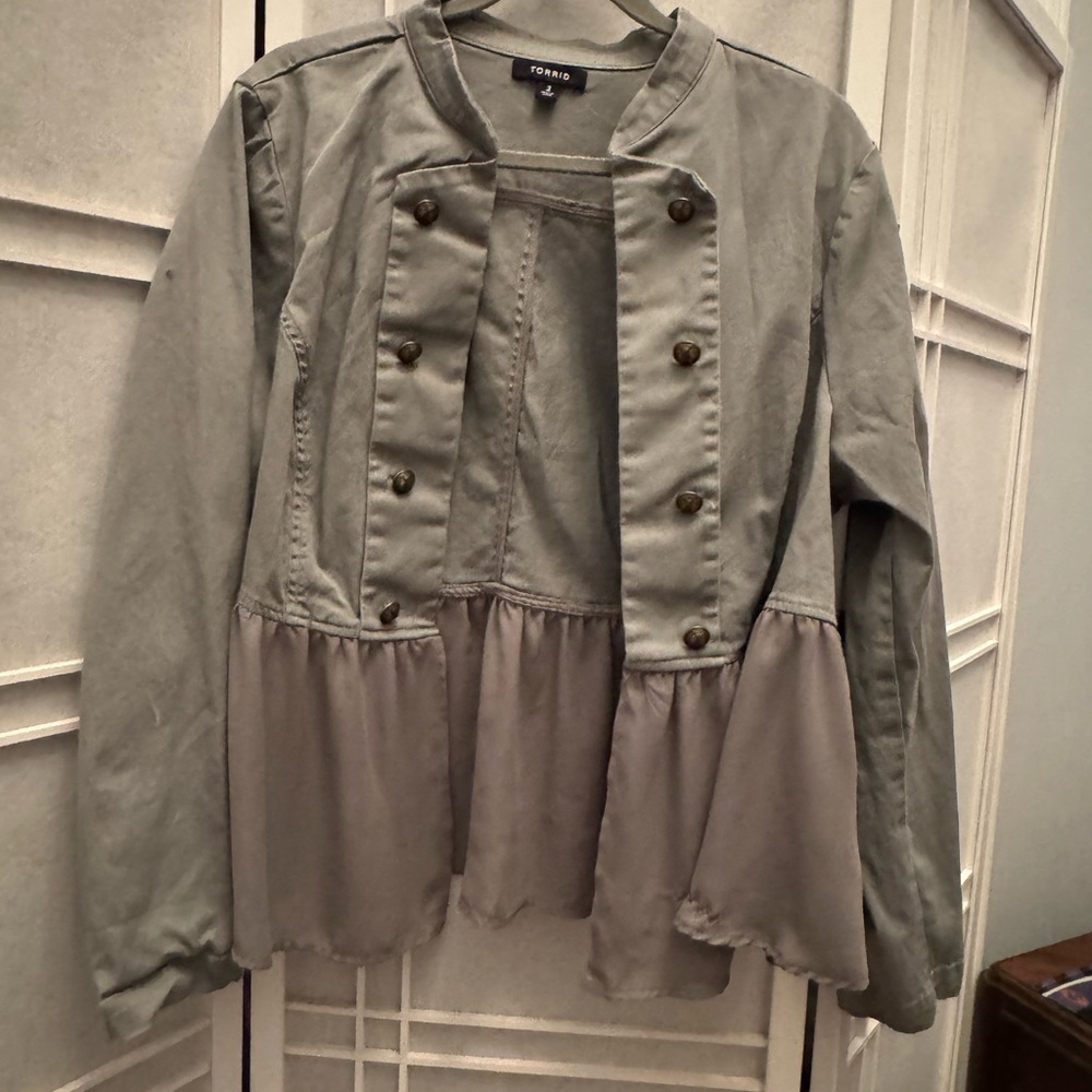 Torrid Gray Peplum Military Jacket - Picture 3 of 4